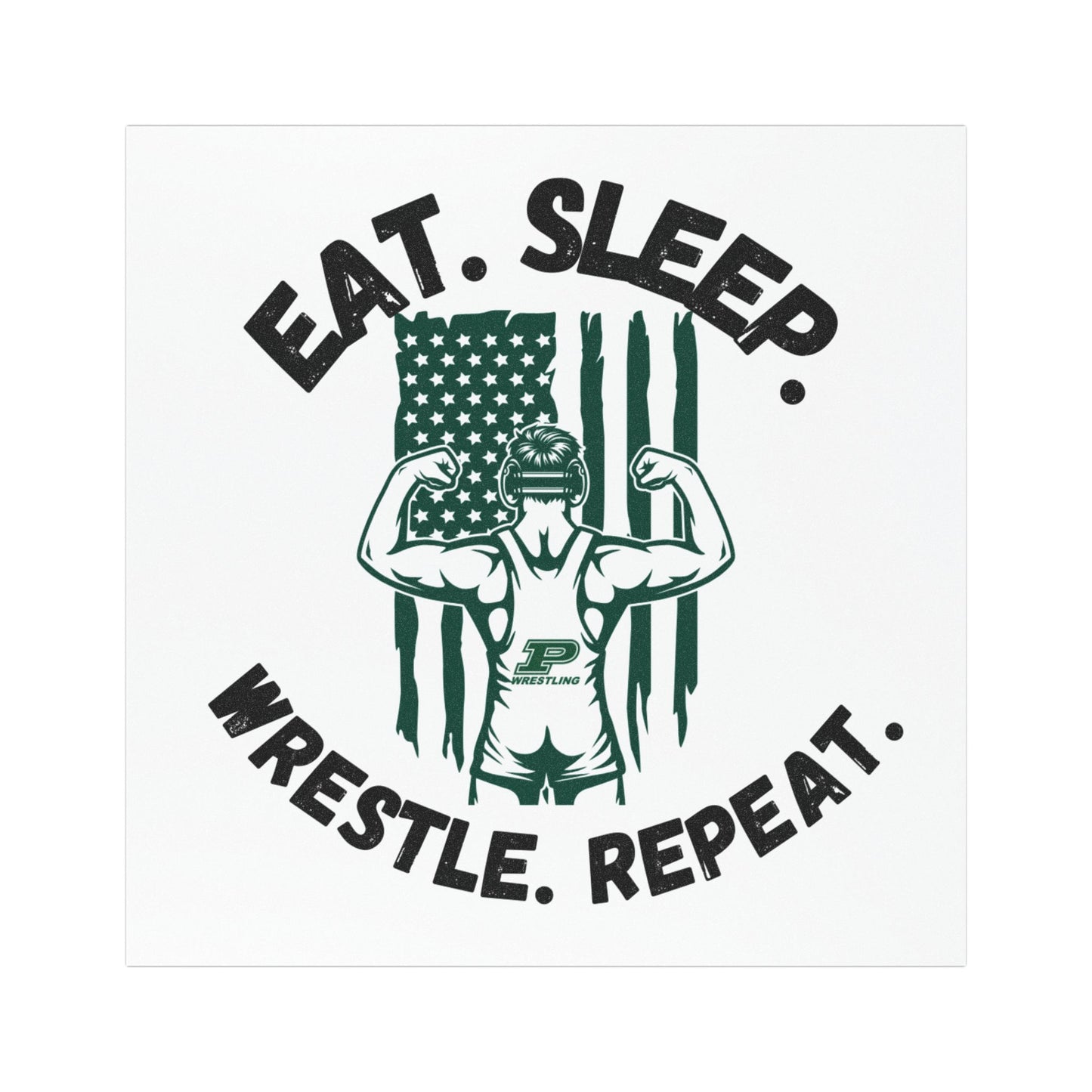Pennridge Wrestling - Eat.Sleep.Wrestle.Repeat - 5" x 5" Car Magnet